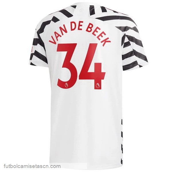 Camiseta Manchester United NO.34 Van De Beek 3ª 2020/21 Blanco